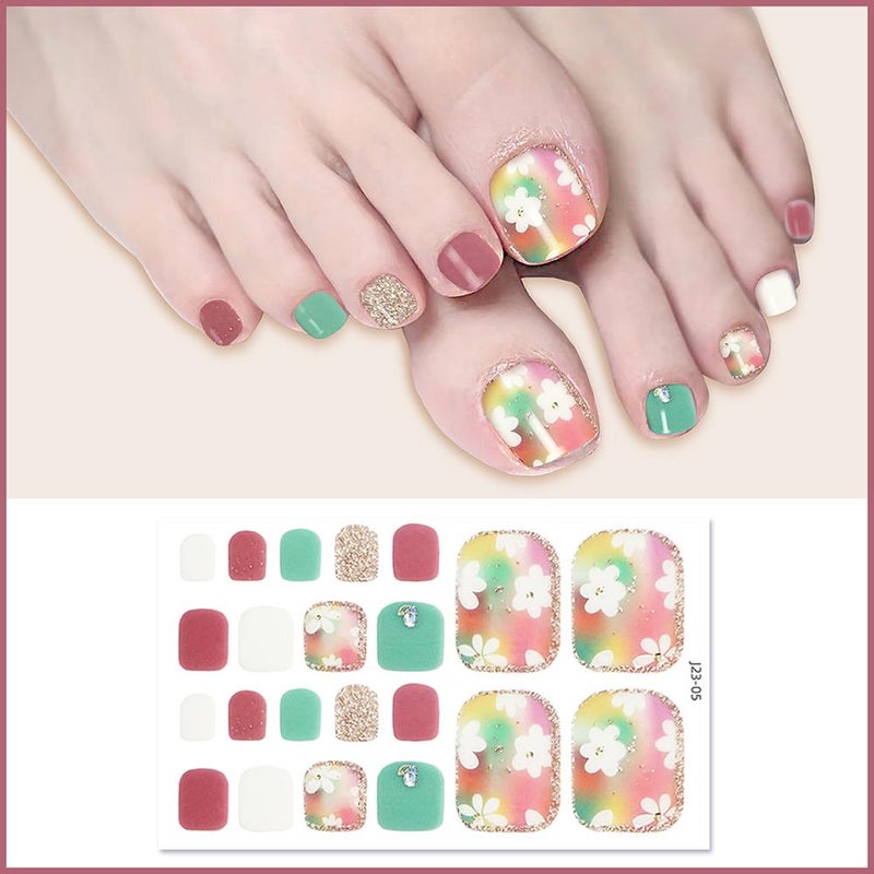 New waterproof toenail stickers with a trendy crystal glitter finish.